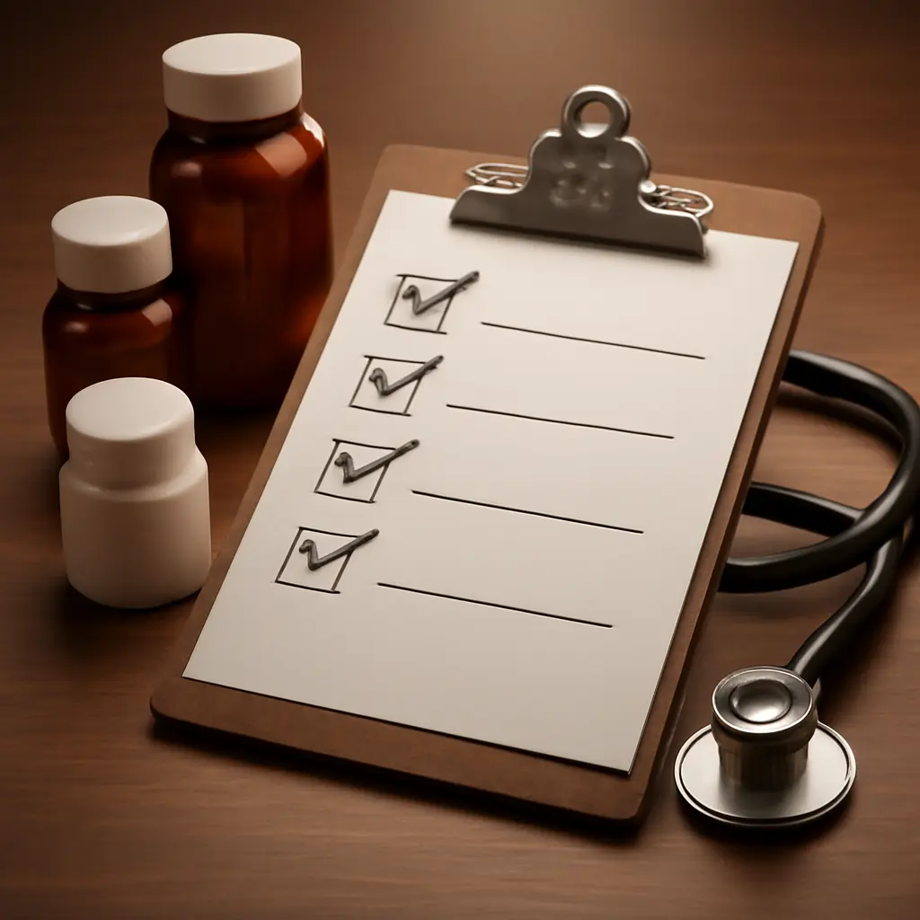 Контрольный список для организации патронажного ухода за пожилым человеком с отмеченными пунктами