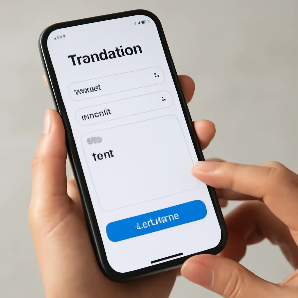 Платежи на смартфоне Рука держит смартфон с приложением для переводов