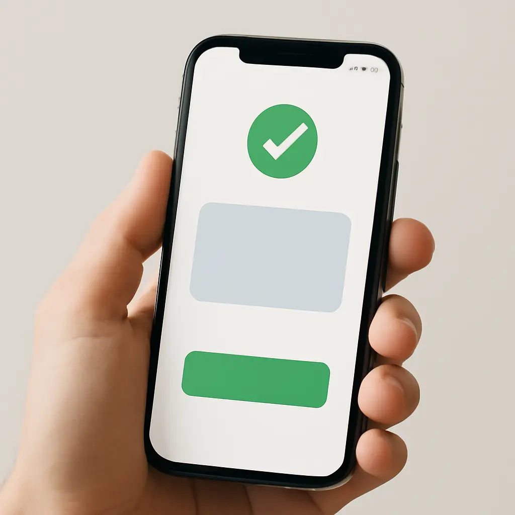 Подтверждение платёжной операции на экране смартфона