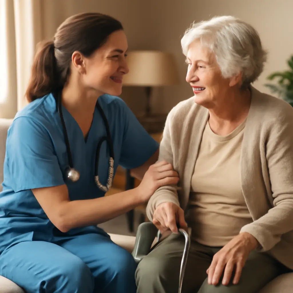 Уход на дому Медсестра помогает пациенту в домашней обстановке